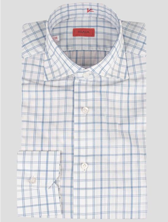 Isaia Isaia Blue White Cotton Shirt Blue / White 000