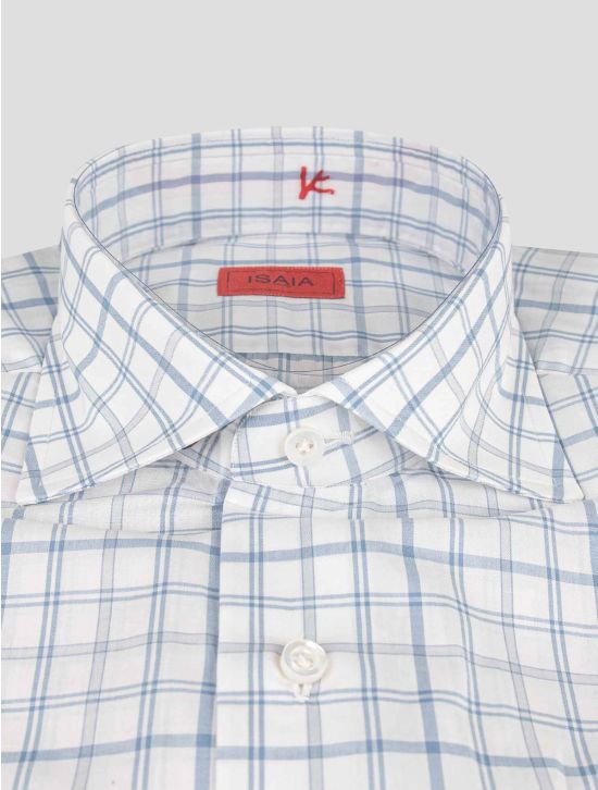 Isaia Isaia Blue White Cotton Shirt Blue / White 001