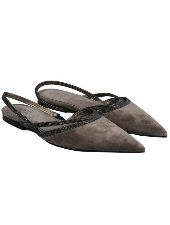 Brunello Cucinelli Brunello Cucinelli Taupe Leather Suede Slingback Woman Taupe 000