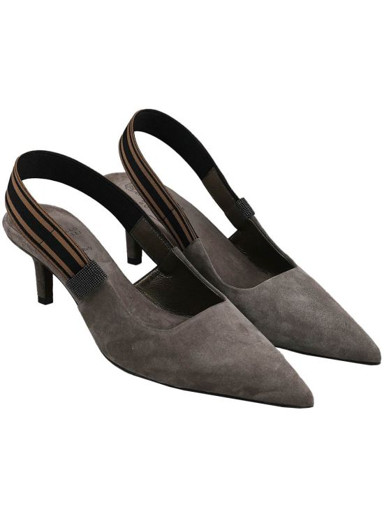 Brunello Cucinelli Brunello Cucinelli Taupe Leather Suede Slingback Woman Taupe 000