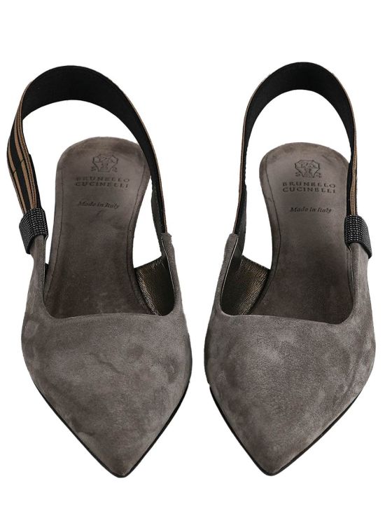 Brunello Cucinelli Brunello Cucinelli Taupe Leather Suede Slingback Woman Taupe 001