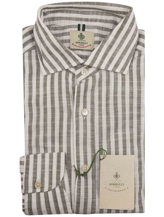 Luigi Borrelli Luigi Borrelli Gray White Cotton Shirt Gray / White 000