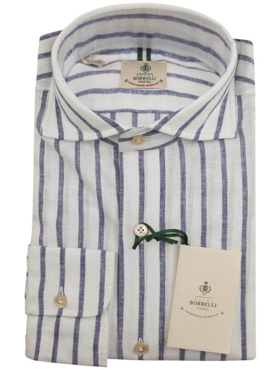 Luigi Borrelli Luigi Borrelli Blue White Linen Cotton Shirt Blue / White 000