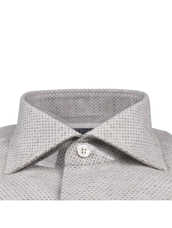 Finamore Finamore Light Gray White Cotton Shirt Light Gray 001