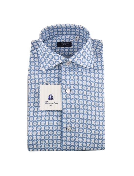 Finamore Finamore Light Blue White Cotton Linen Shirt Light Blue/White 000