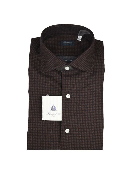 Finamore Finamore Brown Blue Cotton Shirt Brown/Blue 000