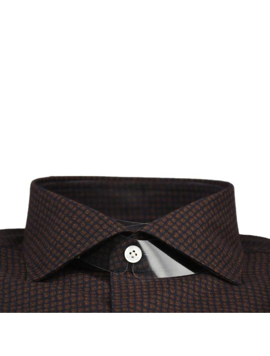 Finamore Finamore Brown Blue Cotton Shirt Brown/Blue 001