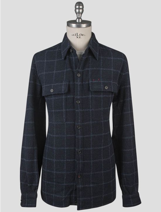 Isaia Isaia Blue Virgin Wool Silk Ea Overshirt Blue 000