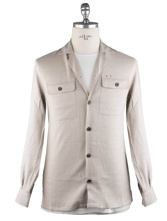 Isaia Isaia Beige Wool Silk Linen Ea Overshirt Beige 000