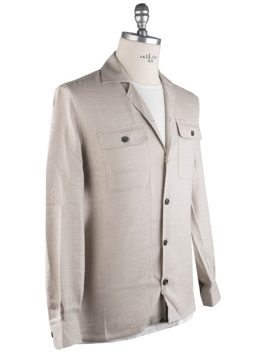 Isaia Isaia Beige Wool Silk Linen Ea Overshirt Beige 001