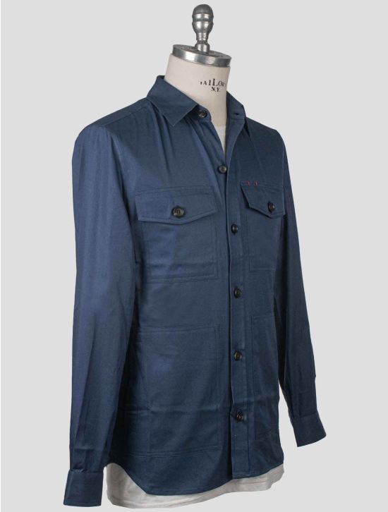 Isaia Isaia Blue Cotton Overshirt Blue 001