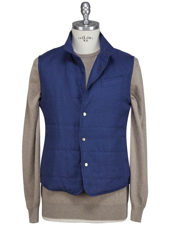 Luigi Borrelli Luigi Borrelli Blue Linen Virgin Wool Vest Blue 000