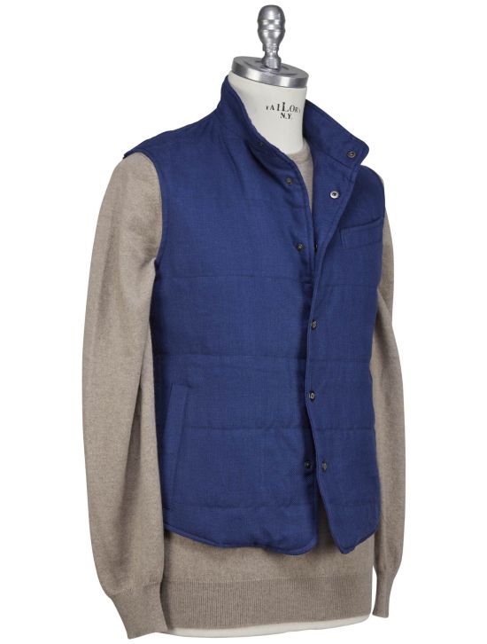 Luigi Borrelli Luigi Borrelli Blue Linen Virgin Wool Vest Blue 001