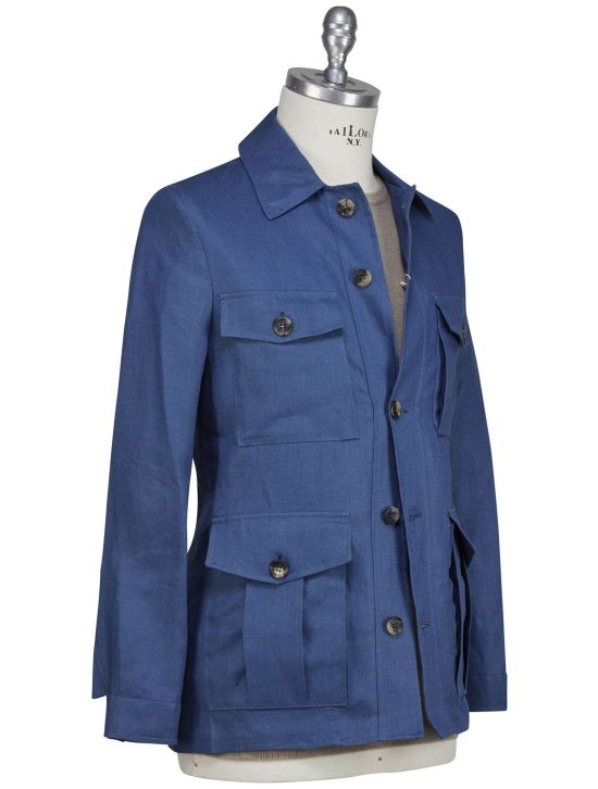 Luigi Borrelli Luigi Borrelli Blue Linen Coat Blue 001