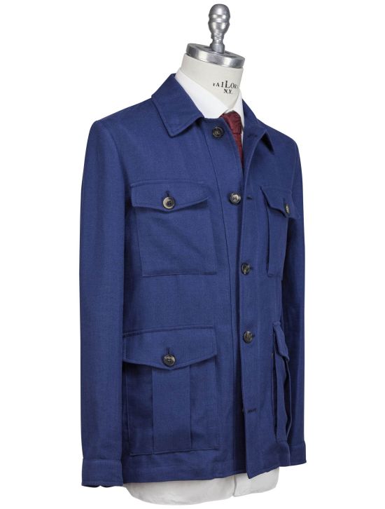 Luigi Borrelli Luigi Borrelli Blue Linen Virgin Wool Coat Blue 001