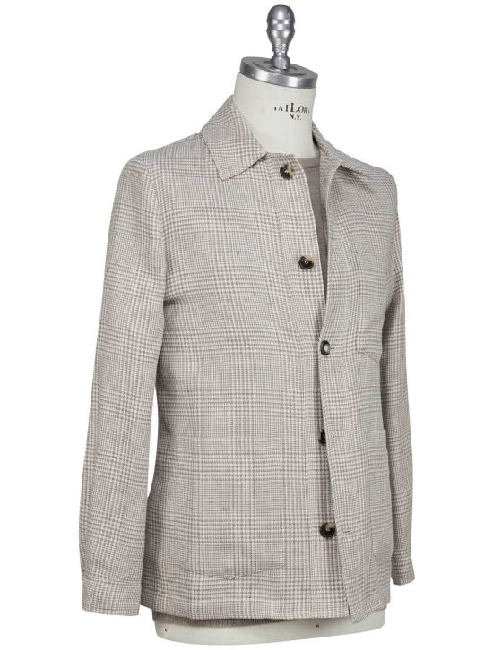 Luigi Borrelli Luigi Borrelli Beige White Linen Virgin Wool Coat Beige / White 001