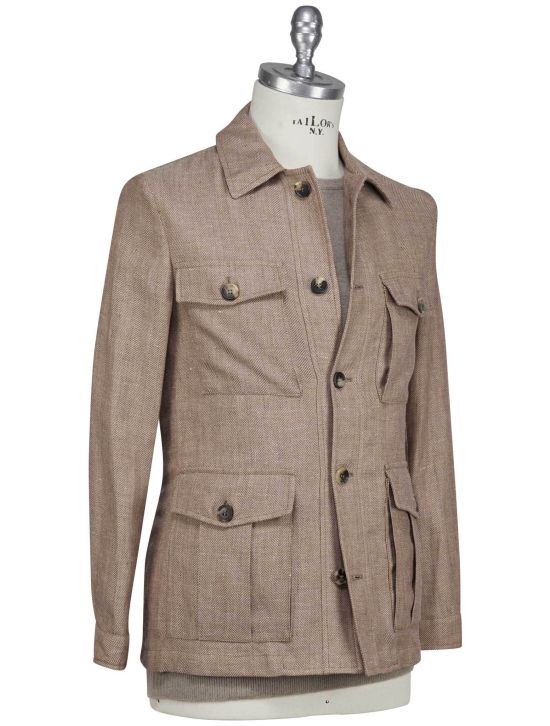 Luigi Borrelli Luigi Borrelli Brown Linen Virgin Wool Coat Brown 001