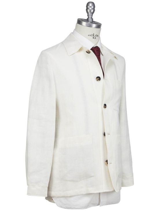 Luigi Borrelli Luigi Borrelli Beige Linen Virgin Wool Coat White 001