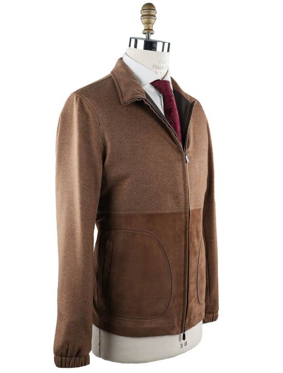 Cesare Attolini Cesare Attolini Brown Cashmere Leather Suede Coat Brown 001