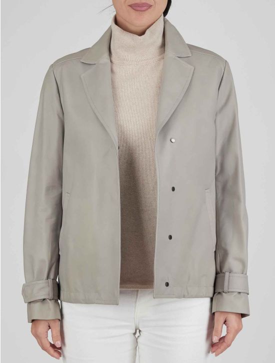 Kiton Kiton Gray Leather Coat Gray 000