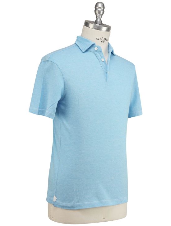 Luigi Borrelli Luigi Borrelli Light Blue Cotton Polo Light Blue 001