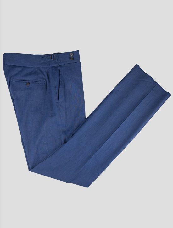 Isaia Isaia Blue Wool Linen Ea Dress Pants Blue 000