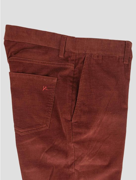 Isaia Isaia Burgundy Cotton Ea Velvet Pants Burgundy 001