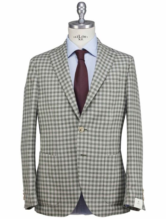 Luigi Borrelli Luigi Borrelli Gray Green Wool Silk Linen Blazer Gray / Green 000