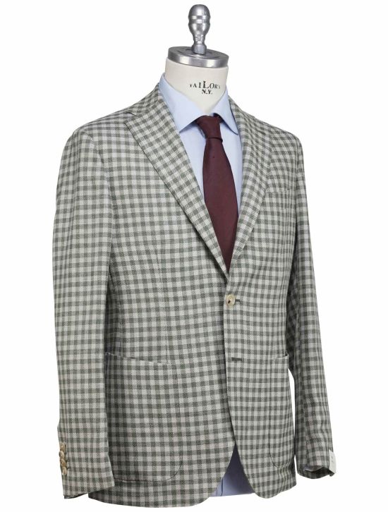 Luigi Borrelli Luigi Borrelli Gray Green Wool Silk Linen Blazer Gray / Green 001