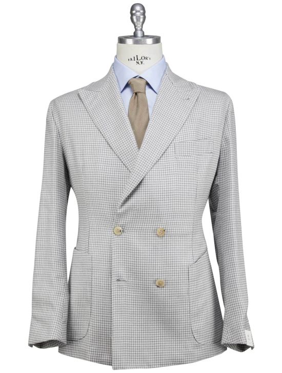 Luigi Borrelli Luigi Borrelli Gray Beige Linen Virgin Wool Blazer Gray / Beige 000