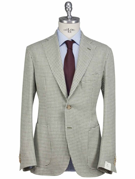 Luigi Borrelli Luigi Borrelli Green White Virgin Wool Linen Blazer Green / White 000