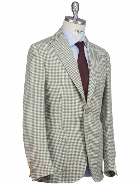 Luigi Borrelli Luigi Borrelli Green White Virgin Wool Linen Blazer Green / White 001