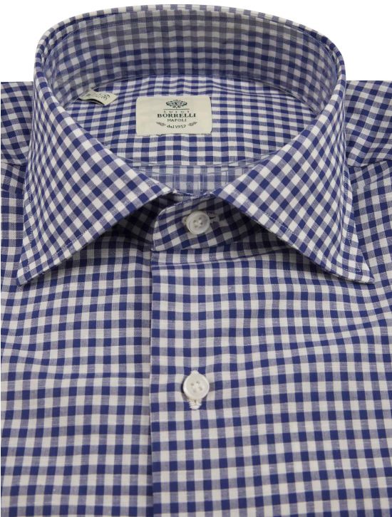 Luigi Borrelli Luigi Borrelli Blue White Cotton Linen Shirt Blue / White 001