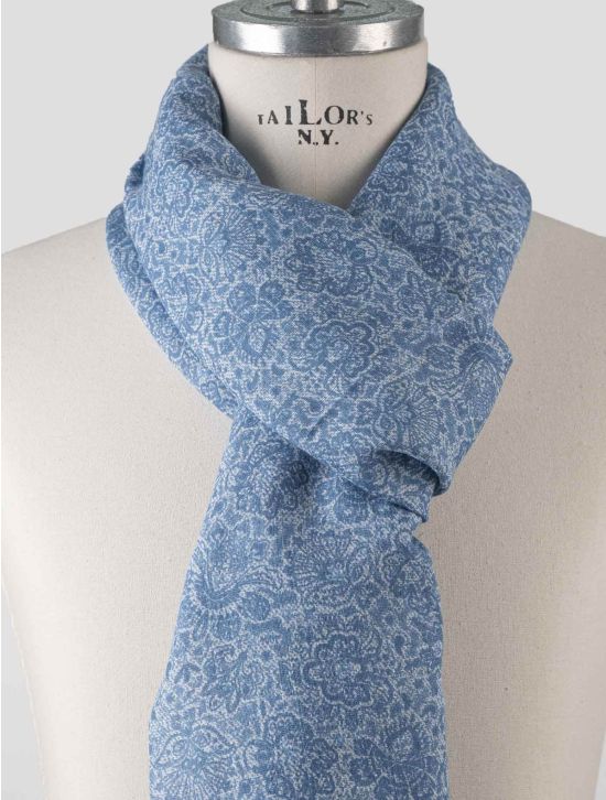 Isaia Isaia Blue Cotton Linen Scarf Blue 001