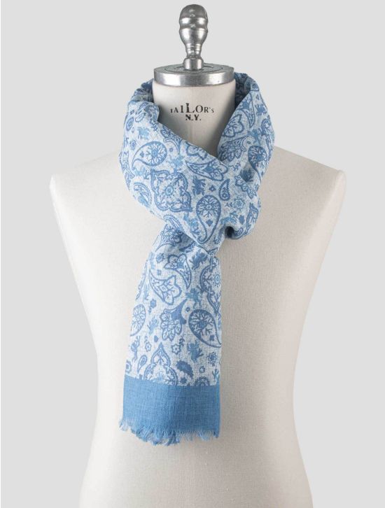 Isaia Isaia Blue Cotton Linen Scarf Blue 000