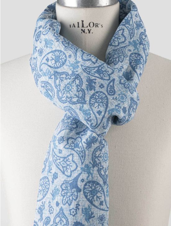 Isaia Isaia Blue Cotton Linen Scarf Blue 001