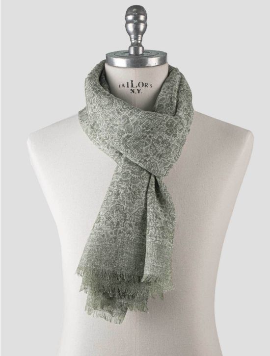 Isaia Isaia Green Cotton Linen Scarf Green 000