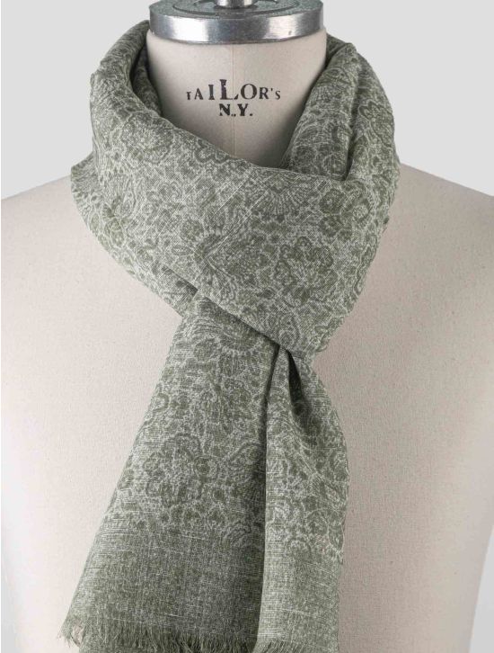 Isaia Isaia Green Cotton Linen Scarf Green 001