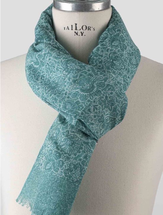 Isaia Isaia Green Cotton Linen Scarf Green 001