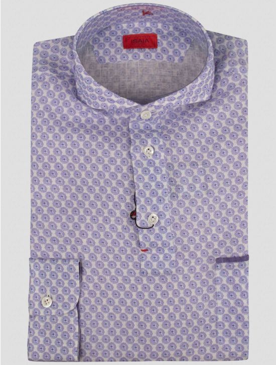 Isaia Isaia Violet White Linen Shirt Violet / White 000