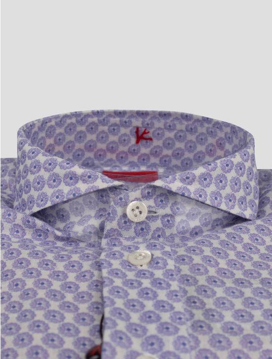 Isaia Isaia Violet White Linen Shirt Violet / White 001