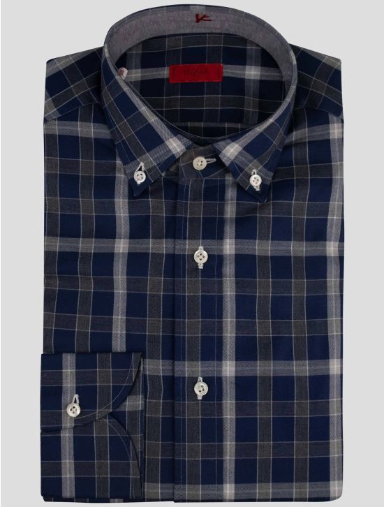 Isaia Isaia Blue Gray Cotton Shirt Blue / Gray 000