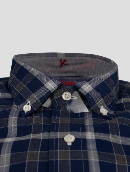 Isaia Isaia Blue Gray Cotton Shirt Blue / Gray 001