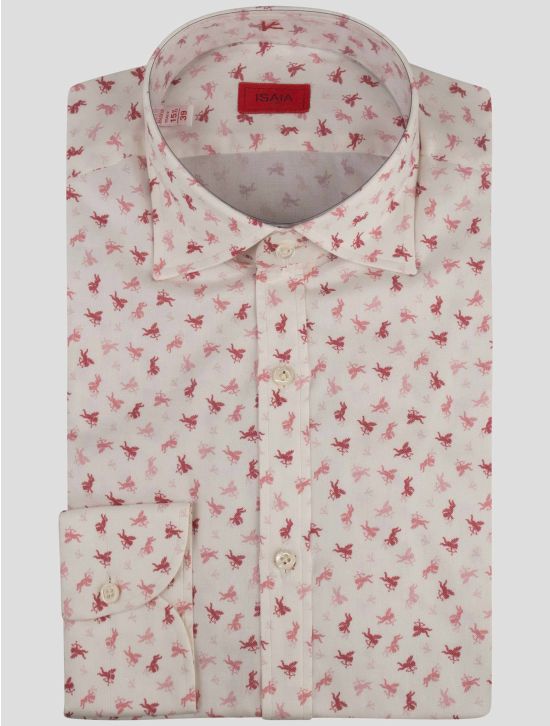 Isaia Isaia Pink White Cotton Shirt Pink / White 000