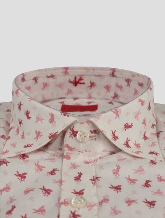 Isaia Isaia Pink White Cotton Shirt Pink / White 001