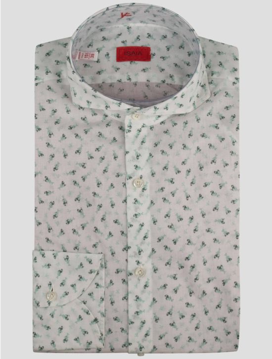 Isaia Isaia Green White Cotton Shirt Green / White 000