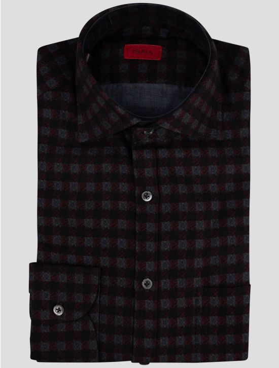 Isaia Isaia Red Gray Cotton Shirt Red / Gray 000