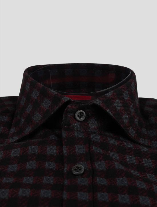 Isaia Isaia Red Gray Cotton Shirt Red / Gray 001