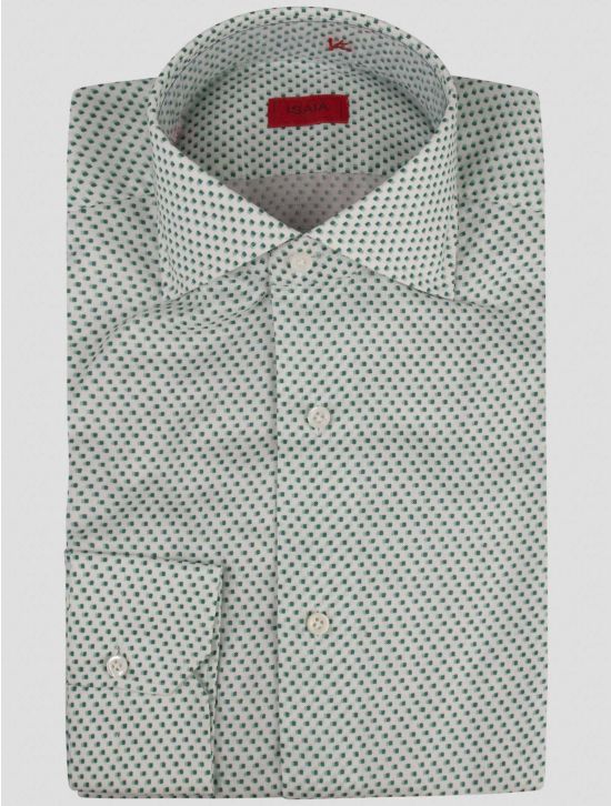 Isaia Isaia Green White Cotton Shirt Green / White 000