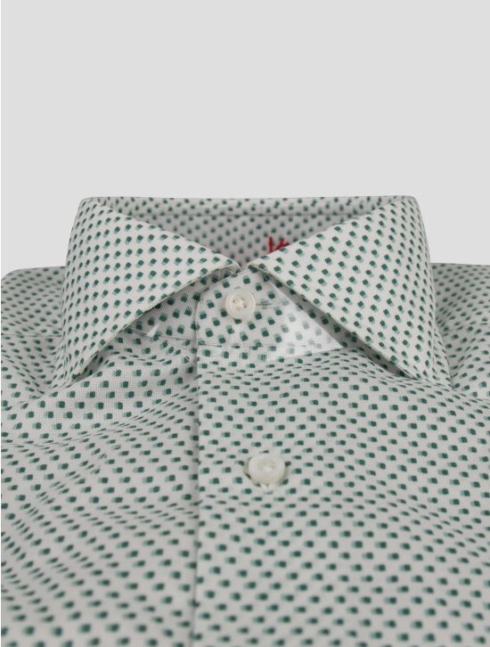 Isaia Isaia Green White Cotton Shirt Green / White 001